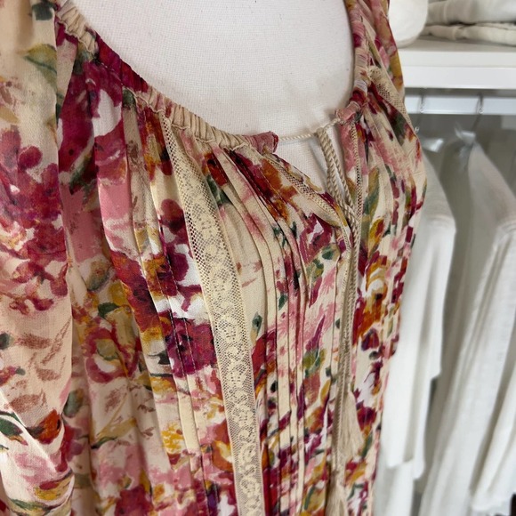 Bila Women's sz. small semi sheer floral peasant blouse soft girl feminine #1775 - Picture 4 of 9